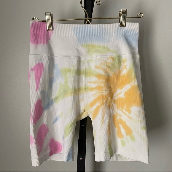 Spiritual Gangster Tie Dye Pastel Swirl Ribbed Bike Shorts Size Medium Large - Picture 5 of 6